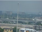 UP Express on the viaduct approaching Pearson Airport